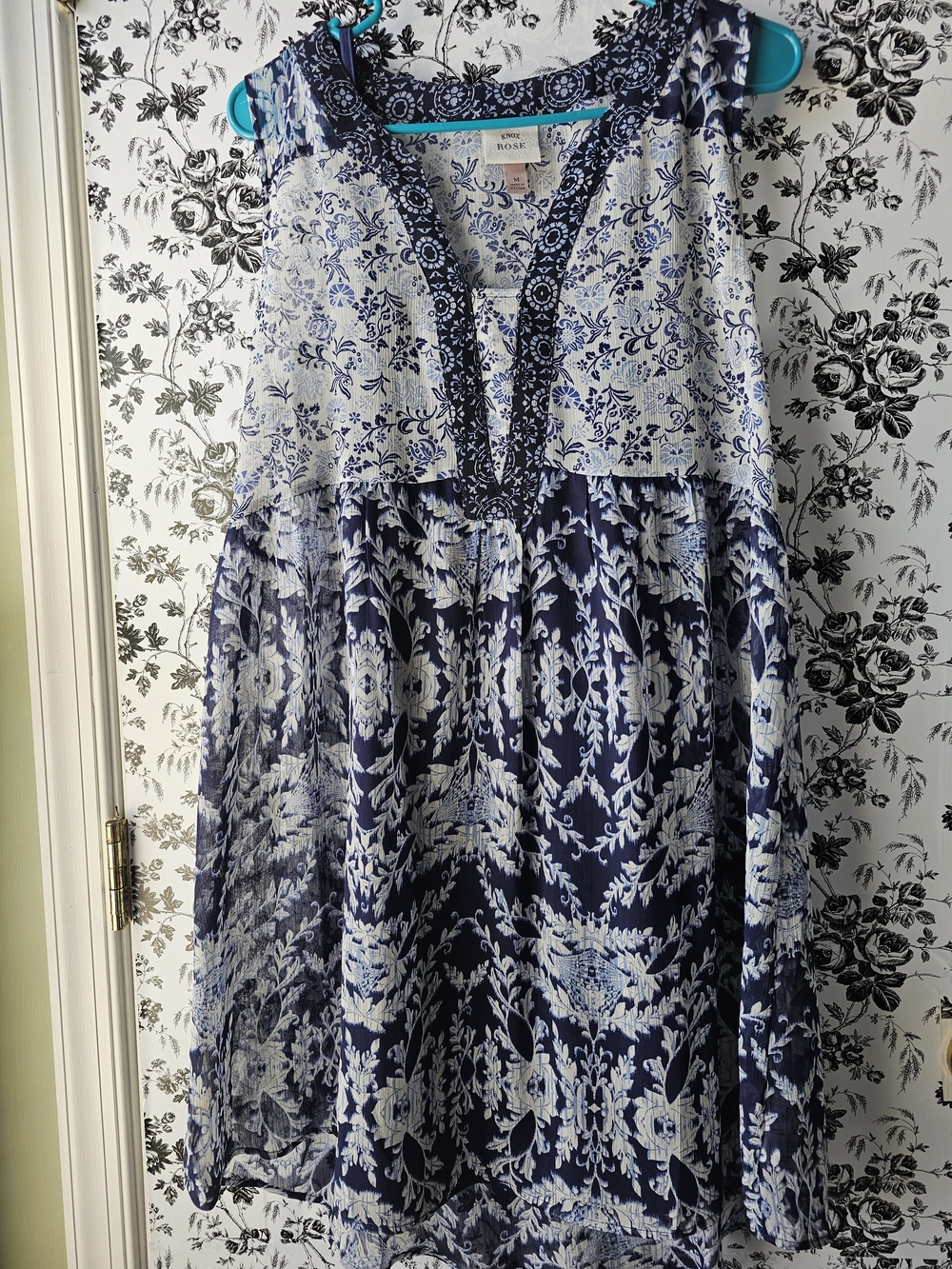 Knox Rose Navy and White Floral Sleeveless Dress
